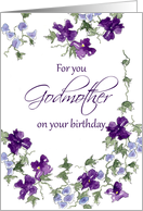 For You Godmother on Your Birthday Purple Watercolor Flowers card