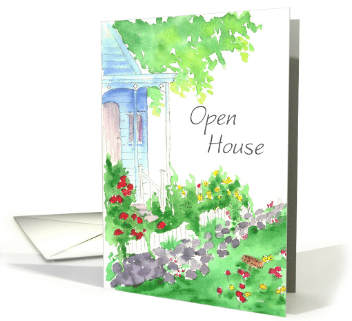 Open House Invitation Victorian Cottage Flowers card (223768)