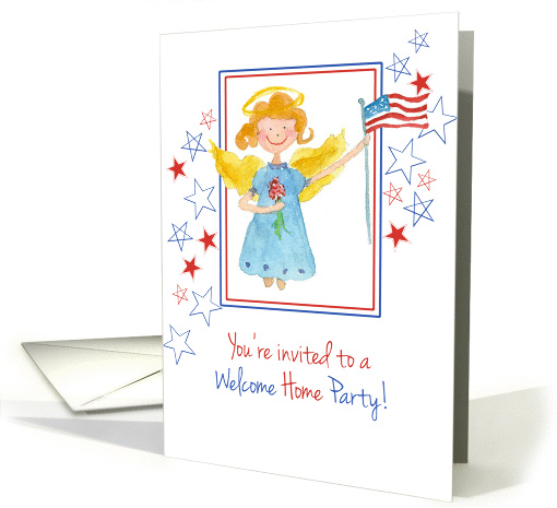 Welcome Home Military Invitation Patriotic Angel Stars card (223772)
