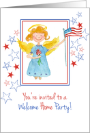 Welcome Home Military Invitation Patriotic Angel Stars card