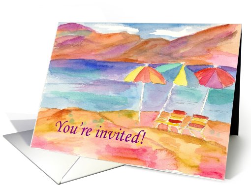 Beach Party Invitation Lake Tahoe Mountains card (225351)