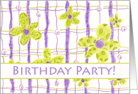 Birthday Party Invitation Chartreuse Lavender Flower card