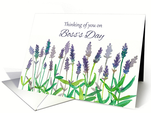 Thinking of You on Boss's Day Lavender Flowers Watercolor card