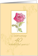 40th Wedding Anniversary Party Invitation Pink Rose card