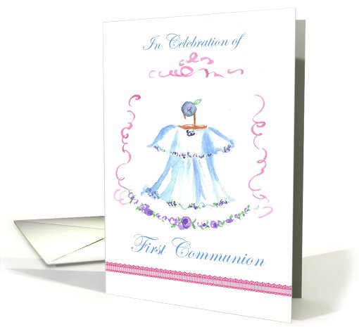 First Communion Party Invitation Dress Girl card (228078)