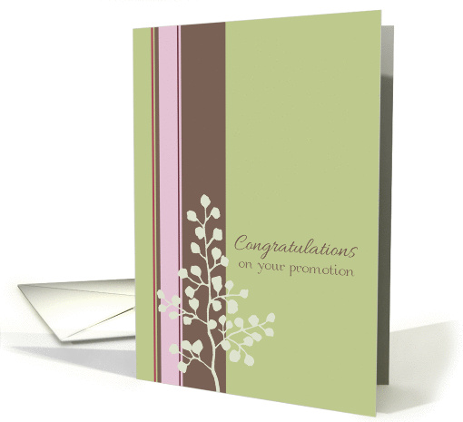 Congratulations On Your Promotion Plant Tree Sage Green Stripe card