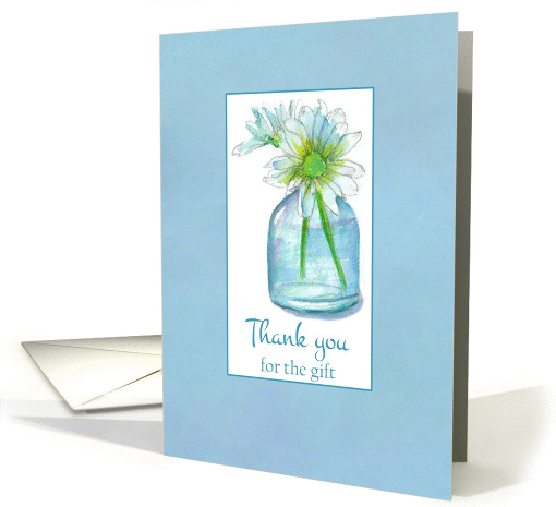 Thank you For The Gift White Daisy Bouquet Watercolor Flowers card
