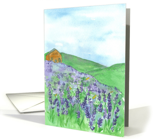 House On A Hill Honey Bees Lavender Blank card (230867)