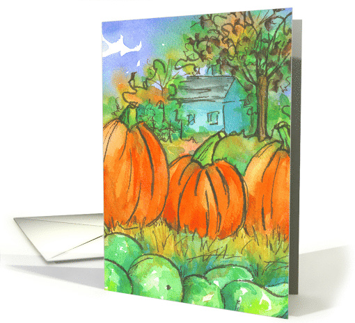 Give Thanks Happy Thanksgiving Pumpkins House card (246703)