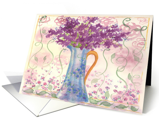 Purple Flowers Antique Vase Collage card (304162)