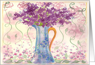 Purple Flowers Antique Vase Collage card
