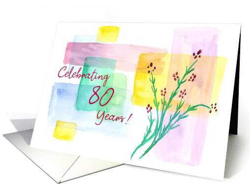 80th Birthday Party Invitation Flower Watercolor card (335925)