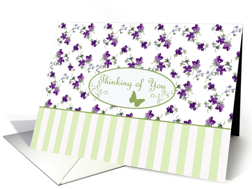 Thinking of You Purple Wildflowers Watercolor Drawing card (344410)