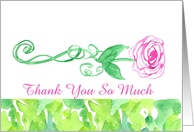 Thank You Wedding Attendants Pink Rose Green Leaves Watercolor card