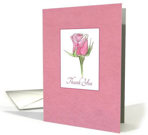 Thank You Wedding Attendants Pink Rose Watercolor Flowers card
