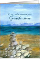 College Graduation Congratulations Mountain Lake Rock Art card