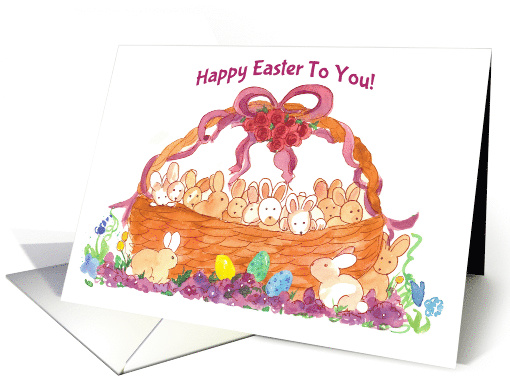 Happy Easter To You Basket of Bunnies card (370132)