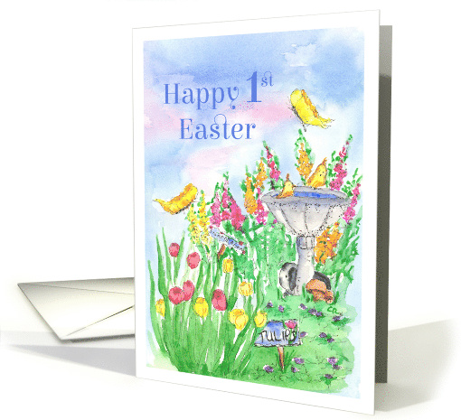 Happy 1st Easter Baby Rabbit Tulips card (370587)