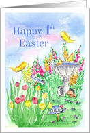 Happy 1st Easter Baby Rabbit Tulips card