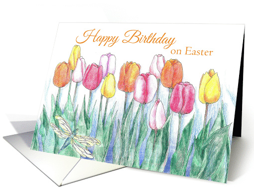 Happy Birthday on Easter Tulips Spring Flowers card (370609)