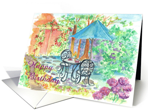 Friend Happy Birthday Courtyard Garden Cafe card (373938)