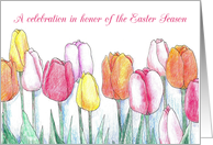 Easter Season Party Invitation Pink Tulips Flower Garden card