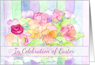 Easter Party Invitation Garden Tea Pansy Flower Watercolor Painting card