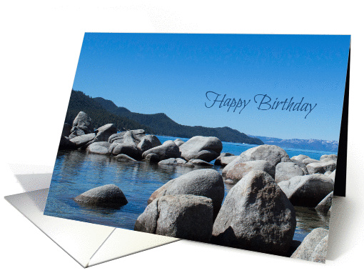 Happy Birthday Mountain Lake Rocks Nature Photography card (377632)
