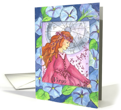 Happy Birthday Virgo Astrology Morning Glory card (391214)
