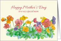 Happy Mother’s Day Pansy Flower Watercolor Painting card