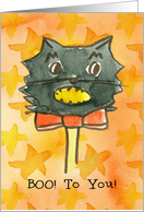 Black Cat Happy Halloween Boo To You card