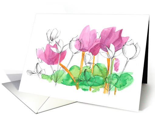 Cyclamen Flowers Botanical Drawing Note card (521028)