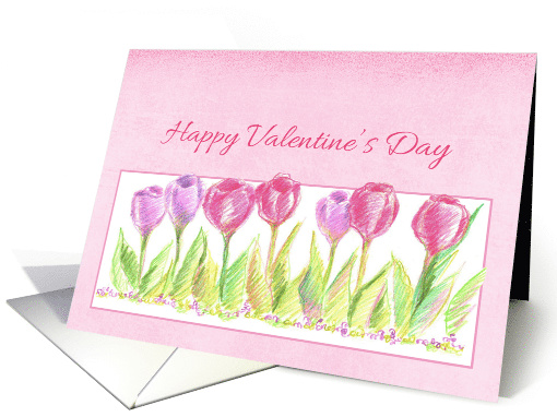 Happy Valentine's Day Pink Tulip Flowers card (543579)