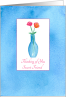 Thinking of You Sweet Friend Rose Bouquet Watercolor Flowers card