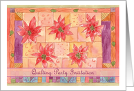 Quilting Party Invitation Red Poinsettia Flower Watercolor card