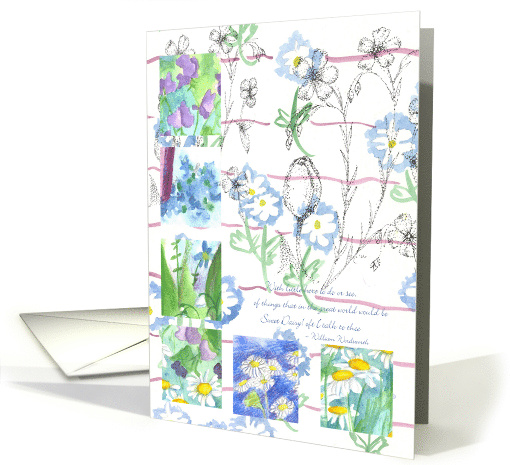 Daisy Sweet Peas Flower Collage Blank card (581927)