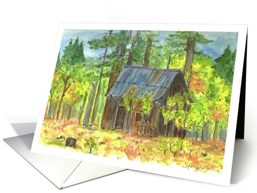 Spencer's Cabin Lake Tahoe Forest Sketch Blank card (603067)