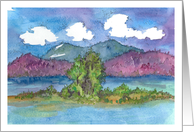 Lake Tahoe Purple Mountains Watercolor Blank card