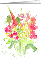 Sweet Peas Watercolor Wildflower Bouquet Blank card