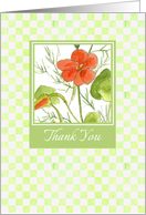 Thank You Orange Nasturtium Watercolor Flowers Blank card