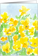 Yellow Pansies Watercolor Flowers Blank card