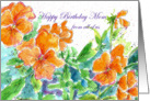 Happy Birthday Mom from all of us, Orange Pansies card