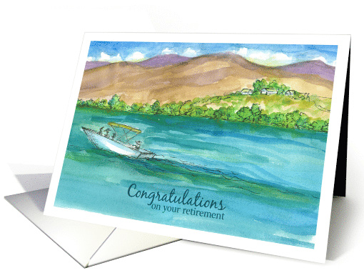 Congratulations Retirement Mountain Lake Boating card (643808)