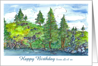 Happy Birthday From All Of Us Mountain Lake Landscape card