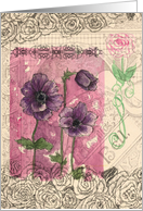 Happy Birthday Roses Anemone Collage card