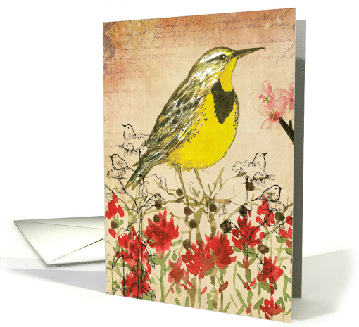 Happy Birthday Meadowlark Indian Paintbrush Collage card (644410)