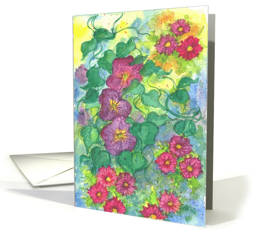Purple Morning Glory Aster Flowers Blank card (646390)