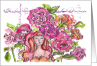 Rose Fairy Pink Watercolor Roses Blank card