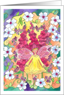 Flower Fairy Pink Foxglove Watercolor Flowers Blank card