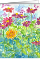 Zinnia Daisy Garden Watercolor Flower Blank card